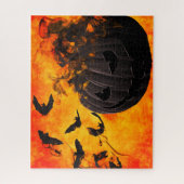 Spooky pompoen en vleermuizen illustratie legpuzzel (Verticaal)