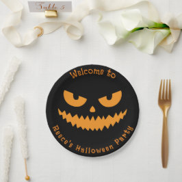 Spooky pompoen gezicht Kinder Halloween Party Papieren Bordje