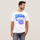 Spooky pompoen gezicht voor mannen kostume T-shirt (Voorkant volledig)
