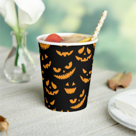 Spooky pompoen gezichten Kinder Halloween Party Papieren Bekers