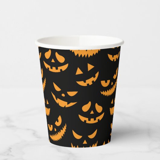 Spooky pompoen gezichten Kinder Halloween Party Papieren Bekers (Links)