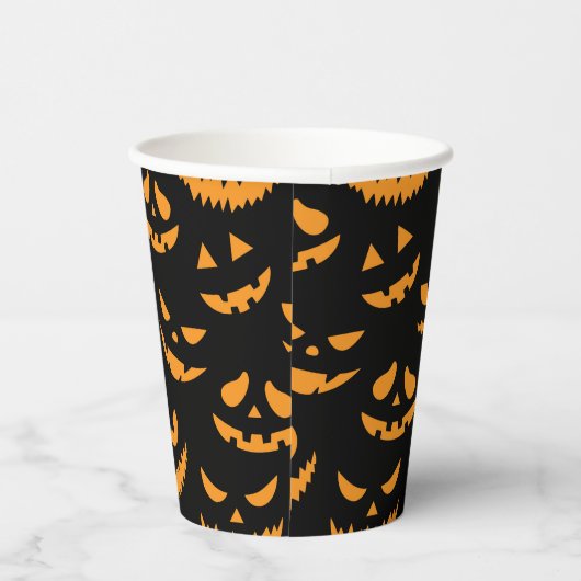 Spooky pompoen gezichten Kinder Halloween Party Papieren Bekers (Rechts)