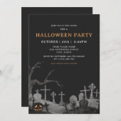 Spooky Pompoen Graveyard Volwassen Halloween Party Kaart (Voorkant / Achterkant)