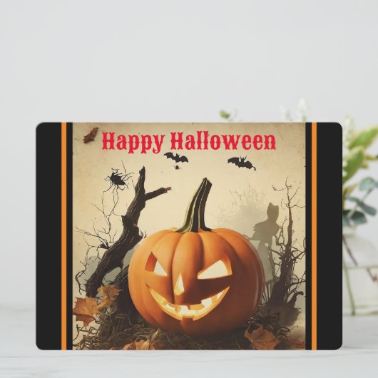 Spooky pompoen Halloween Collectie Feestdagenkaart (Staand voorkant)