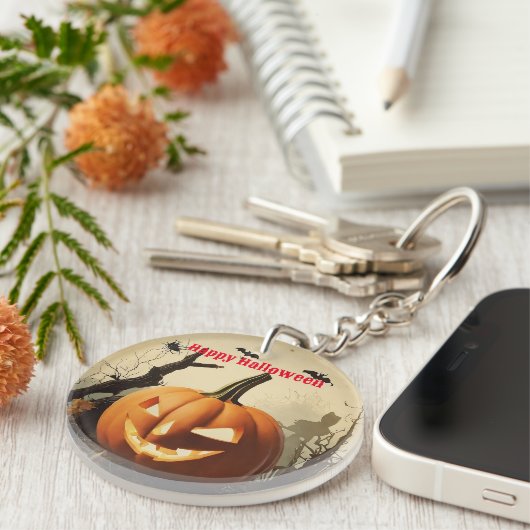 Spooky pompoen Halloween Collectie Sleutelhanger (Voorkant Rechts)