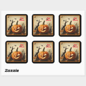 Spooky pompoen Halloween Collectie Vierkante Sticker (Vel)