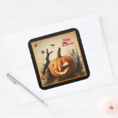Spooky pompoen Halloween Collectie Vierkante Sticker (Envelop)