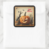 Spooky pompoen Halloween Collectie Vierkante Sticker (Tas)