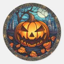 Spooky pompoen Halloween ronde Sticker