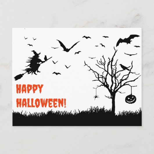 Spooky pompoen heks sinaasappel briefkaart (Voorkant)