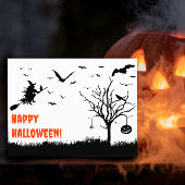Spooky pompoen heks sinaasappel briefkaart