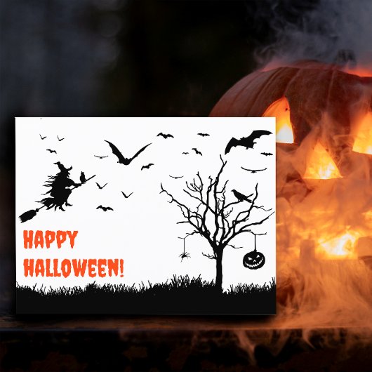 Spooky pompoen heks sinaasappel briefkaart