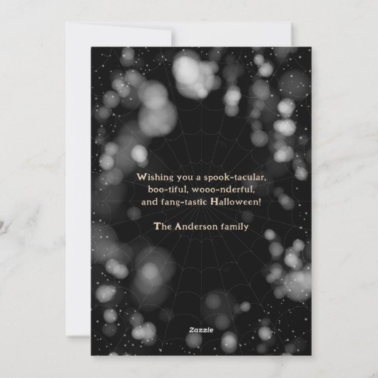 Spooky pompoen herfstbladeren Happy Halloween Kaar Feestdagenkaart (Achterkant)