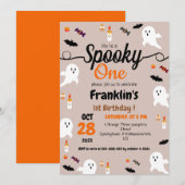 Spooky pompoen kinder halloween 1e verjaardagsfees kaart (Voorkant / Achterkant)