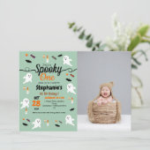 Spooky pompoen kinder halloween 1e verjaardagsfees kaart (Staand voorkant)