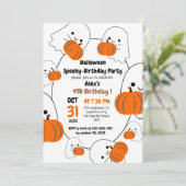 Spooky pompoen kinder halloween verjaardagsfeestje kaart (Staand voorkant)