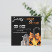 Spooky pompoen met boog verstoppen achter grafsten kaart (Staand voorkant)