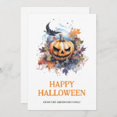 Spooky Pompoen Raven Happy Halloween Feestdagenkaart (Voorkant / Achterkant)