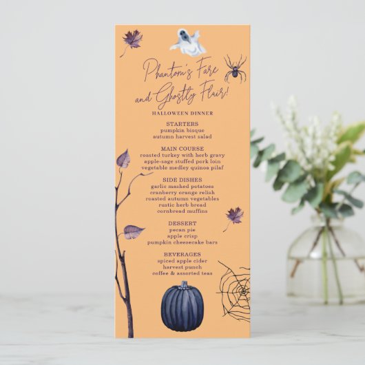 SPOOKY POMPOEN SPIN WEB HERFST SPOOK HALLOWEEN MENU (Staand voorkant)