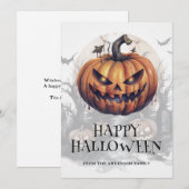 Spooky pompoen vleermuizen maan kalligrafie Hallow Feestdagenkaart (Voorkant / Achterkant)