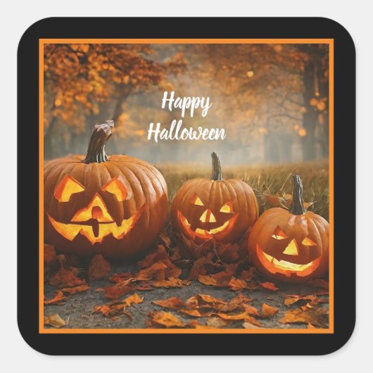 Spooky pompoenen familie Collectie Vierkante Sticker (Voorkant)