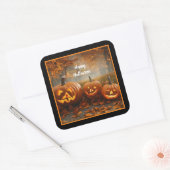 Spooky pompoenen familie Collectie Vierkante Sticker (Envelop)