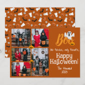 Spooky pompoenen Halloween familie foto collage Feestdagenkaart (Voorkant / Achterkant)