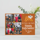 Spooky pompoenen Halloween familie foto collage Feestdagenkaart (Staand voorkant)