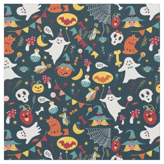 Spooky pompoenen heksen Halloween stof ontwerp (Close Up)