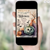 Spooky pompoenen kostuum feest waterverf Halloween Kaart