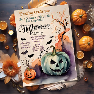Spooky pompoenen kostuum feest waterverf Halloween Kaart