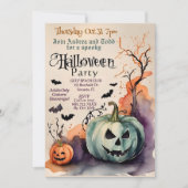 Spooky pompoenen kostuum feest waterverf Halloween Kaart (Voorkant)