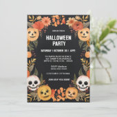 Spooky pompoenen schedels Halloween Party Kaart (Staand voorkant)
