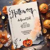 Spooky pompoenen spookhuis waterverf Halloween Kaart