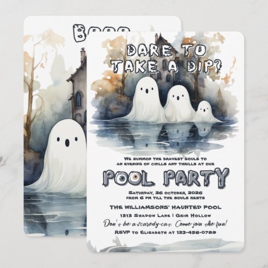 Spooky Pool Party Kaart (Voorkant / Achterkant)