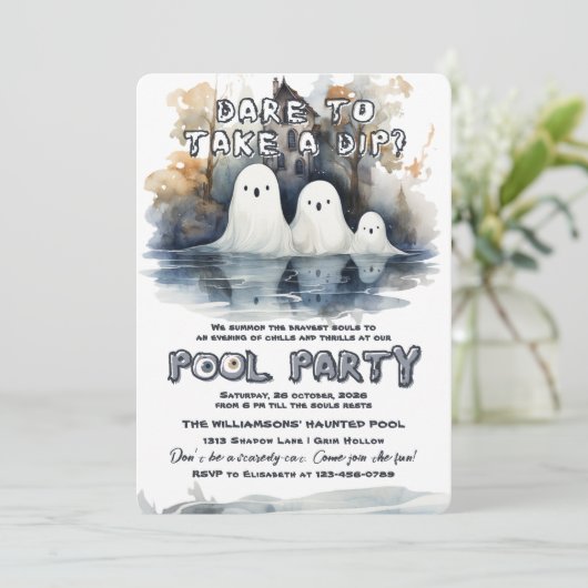 Spooky Pool Party Kaart (Staand voorkant)