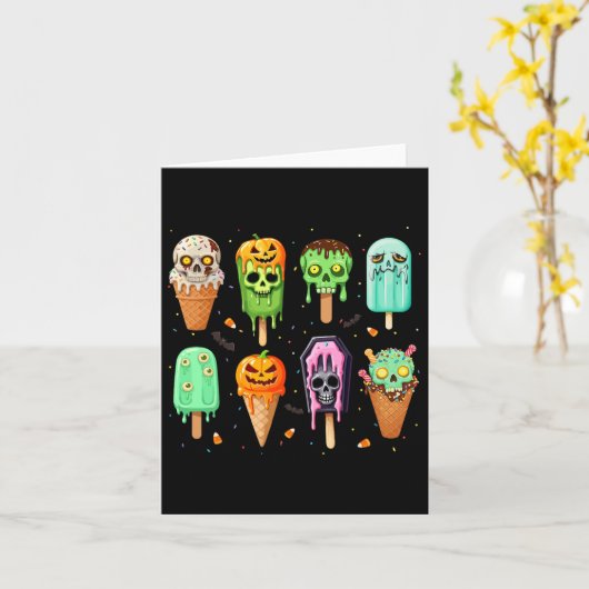 Spooky Popsicle Ice Cream Summer Party Halloween S Kaart (Gele Bloem)