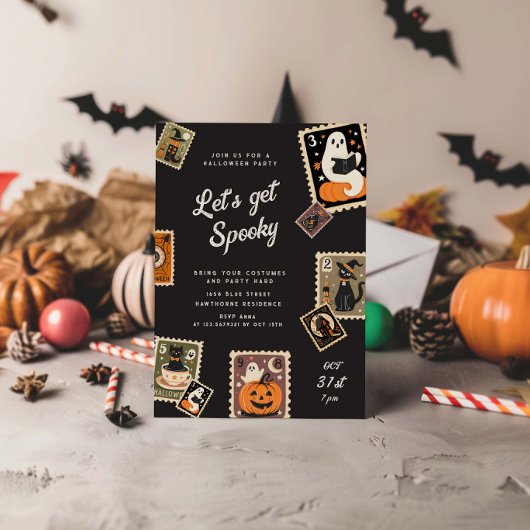 Spooky postzegel Halloween Party Kaart