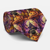 Spooky Pug Dog Halloween Witch and Pumpkin Stropdas (Opgerold)