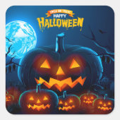 Spooky Pumphins vleermuizen Volle Maan Gelukkig Ha Vierkante Sticker (Voorkant)