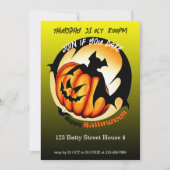 Spooky Pumpkin Bat Halloween Party Kaart (Voorkant)