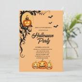 Spooky Pumpkin bats Adult Halloween Party Kaart (Staand voorkant)