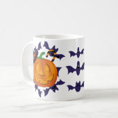Spooky Pumpkin & Bats Halloween Schattige Witch Pe Koffiemok (Voorkant links)