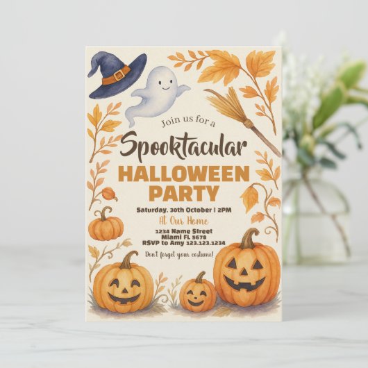 Spooky Pumpkin & Bats Theme Kaart (Staand voorkant)