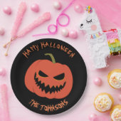 Spooky Pumpkin Black Halloween party jouw naam Papieren Bordje (Feest)