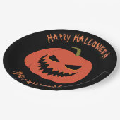 Spooky Pumpkin Black Halloween party jouw naam Papieren Bordje (Gekanteld)