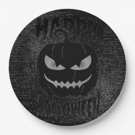 Spooky Pumpkin Black Halloween party Papieren Bordje
