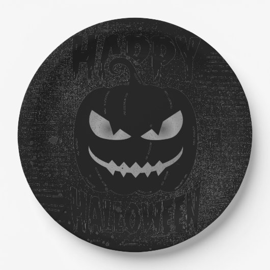 Spooky Pumpkin Black Halloween party Papieren Bordje (Voorkant)