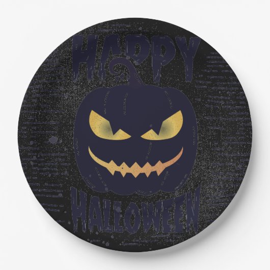 Spooky Pumpkin Black Halloween party Papieren Bordje (Voorkant)
