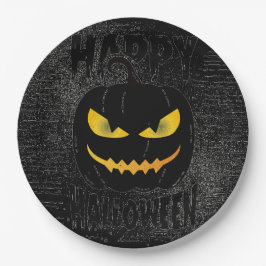 Spooky Pumpkin Black Halloween party Papieren Bordje